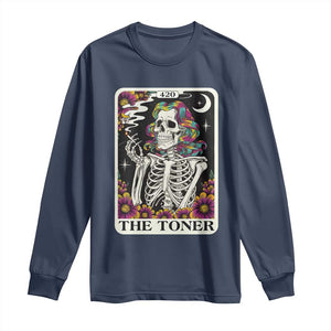 Skeleton 420 Cannabis Long Sleeve Shirt Tarot Card The Stoner Weed Lover TS02 Navy Print Your Wear