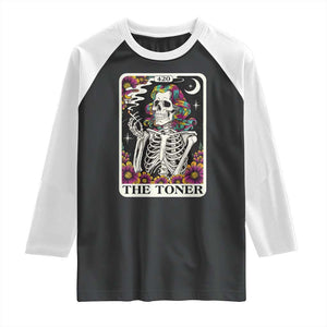 Skeleton 420 Cannabis Raglan Shirt Tarot Card The Stoner Weed Lover TS02 Black White Print Your Wear