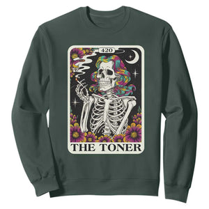 Skeleton 420 Cannabis Sweatshirt Tarot Card The Stoner Weed Lover TS02 Dark Forest Green Print Your Wear