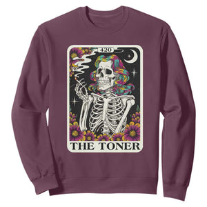 Skeleton 420 Cannabis Sweatshirt Tarot Card The Stoner Weed Lover TS02 Maroon Print Your Wear