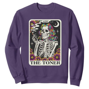 Skeleton 420 Cannabis Sweatshirt Tarot Card The Stoner Weed Lover TS02 Purple Print Your Wear