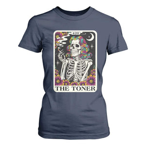 Skeleton 420 Cannabis T Shirt For Women Tarot Card The Stoner Weed Lover TS02 Navy Print Your Wear
