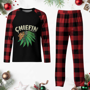 Chiefin Weed Smoking Plaid Pajama Set Funny 420 Cannabis Pot THC Smoker TS02 Buffalo Plaid Print Your Wear