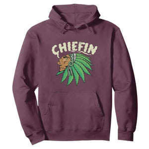 Chiefin Weed Smoking Hoodie Funny 420 Cannabis Pot THC Smoker TS02 Maroon Print Your Wear