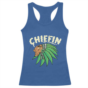 Chiefin Weed Smoking Racerback Tank Top Funny 420 Cannabis Pot THC Smoker TS02 Royal Blue Print Your Wear
