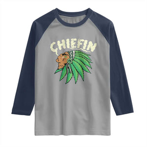 Chiefin Weed Smoking Raglan Shirt Funny 420 Cannabis Pot THC Smoker TS02 Sport Gray Navy Print Your Wear