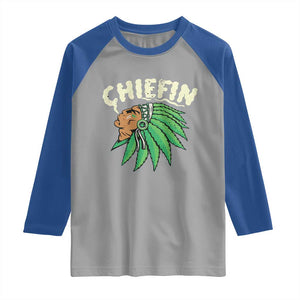 Chiefin Weed Smoking Raglan Shirt Funny 420 Cannabis Pot THC Smoker TS02 Sport Gray Royal Print Your Wear