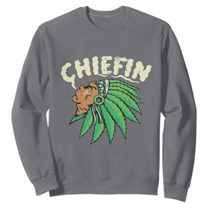 Chiefin Weed Smoking Sweatshirt Funny 420 Cannabis Pot THC Smoker TS02 Charcoal Print Your Wear