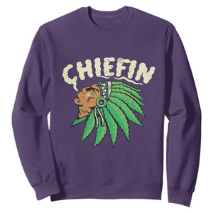 Chiefin Weed Smoking Sweatshirt Funny 420 Cannabis Pot THC Smoker TS02 Purple Print Your Wear