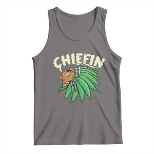 Chiefin Weed Smoking Tank Top Funny 420 Cannabis Pot THC Smoker TS02 Deep Heather Print Your Wear