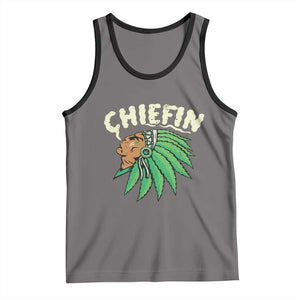 Chiefin Weed Smoking Tank Top Funny 420 Cannabis Pot THC Smoker TS02 Deep Heather Black Print Your Wear