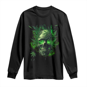 Marijuana Skull Long Sleeve Shirt Smoke Weed Cannabis 420 Pot Leaf TS02 Black Print Your Wear