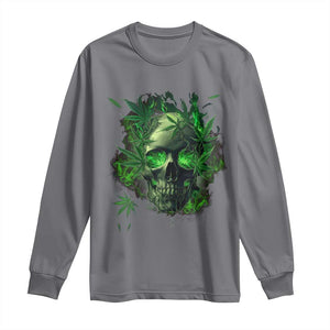Marijuana Skull Long Sleeve Shirt Smoke Weed Cannabis 420 Pot Leaf TS02 Charcoal Print Your Wear