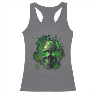 Marijuana Skull Racerback Tank Top Smoke Weed Cannabis 420 Pot Leaf TS02 Charcoal Print Your Wear