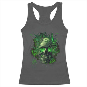 Marijuana Skull Racerback Tank Top Smoke Weed Cannabis 420 Pot Leaf TS02 Dark Heather Print Your Wear