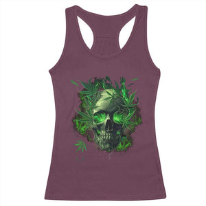 Marijuana Skull Racerback Tank Top Smoke Weed Cannabis 420 Pot Leaf TS02 Maroon Print Your Wear