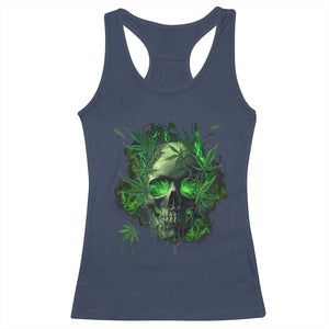 Marijuana Skull Racerback Tank Top Smoke Weed Cannabis 420 Pot Leaf TS02 Navy Print Your Wear
