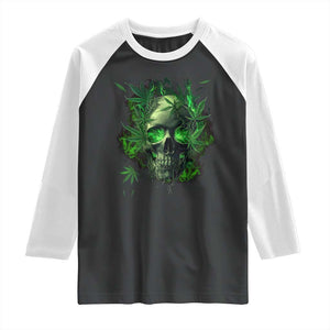 Marijuana Skull Raglan Shirt Smoke Weed Cannabis 420 Pot Leaf TS02 Black White Print Your Wear