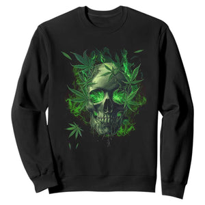 Marijuana Skull Sweatshirt Smoke Weed Cannabis 420 Pot Leaf TS02 Black Print Your Wear