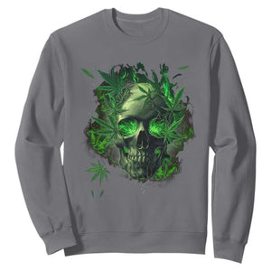 Marijuana Skull Sweatshirt Smoke Weed Cannabis 420 Pot Leaf TS02 Charcoal Print Your Wear