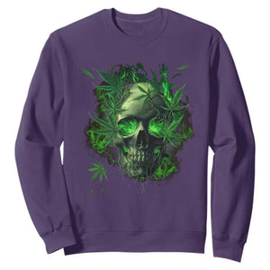 Marijuana Skull Sweatshirt Smoke Weed Cannabis 420 Pot Leaf TS02 Purple Print Your Wear