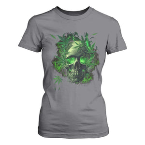 Marijuana Skull T Shirt For Women Smoke Weed Cannabis 420 Pot Leaf TS02 Charcoal Print Your Wear