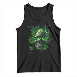 Marijuana Skull Tank Top Smoke Weed Cannabis 420 Pot Leaf TS02 Black Print Your Wear