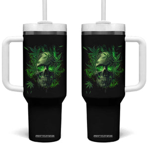 Marijuana Skull Tumbler With Handle Smoke Weed Cannabis 420 Pot Leaf TS02 One Size: 40 oz Black Print Your Wear