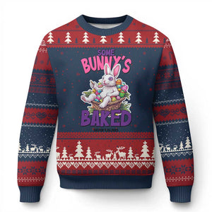 Happy 420 Easter Ugly Christmas Sweater Bunny Funny Weed Smoking Rabbit Cannabis 4/20 Day TS02 Navy Red Print Your Wear