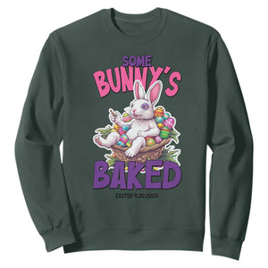Happy 420 Easter Sweatshirt Bunny Funny Weed Smoking Rabbit Cannabis 4/20 Day TS02 Dark Forest Green Print Your Wear