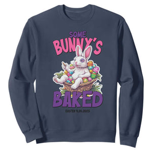 Happy 420 Easter Sweatshirt Bunny Funny Weed Smoking Rabbit Cannabis 4/20 Day TS02 Navy Print Your Wear