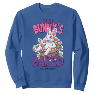 Happy 420 Easter Sweatshirt Bunny Funny Weed Smoking Rabbit Cannabis 4/20 Day TS02 Royal Blue Print Your Wear