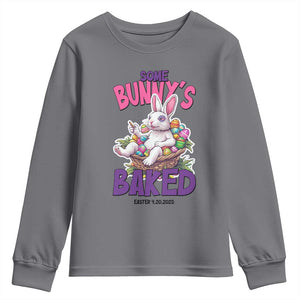 Happy 420 Easter Youth Sweatshirt Bunny Funny Weed Smoking Rabbit Cannabis 4/20 Day TS02 Charcoal Print Your Wear