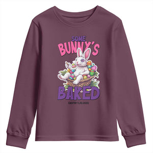 Happy 420 Easter Youth Sweatshirt Bunny Funny Weed Smoking Rabbit Cannabis 4/20 Day TS02 Maroon Print Your Wear