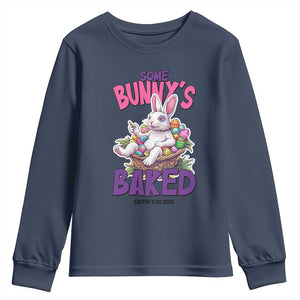 Happy 420 Easter Youth Sweatshirt Bunny Funny Weed Smoking Rabbit Cannabis 4/20 Day TS02 Navy Print Your Wear