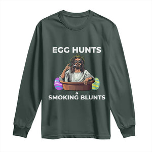 Happy 420 Easter Long Sleeve Shirt Blunt Stoner TS02 Dark Forest Green Print Your Wear
