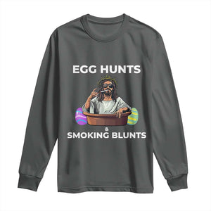 Happy 420 Easter Long Sleeve Shirt Blunt Stoner TS02 Dark Heather Print Your Wear