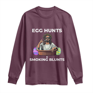 Happy 420 Easter Long Sleeve Shirt Blunt Stoner TS02 Maroon Print Your Wear