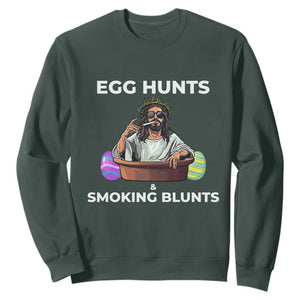 Happy 420 Easter Sweatshirt Blunt Stoner TS02 Dark Forest Green Print Your Wear