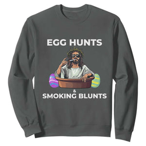 Happy 420 Easter Sweatshirt Blunt Stoner TS02 Dark Heather Print Your Wear