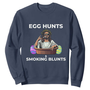 Happy 420 Easter Sweatshirt Blunt Stoner TS02 Navy Print Your Wear
