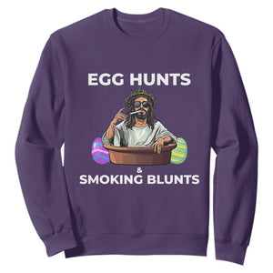 Happy 420 Easter Sweatshirt Blunt Stoner TS02 Purple Print Your Wear