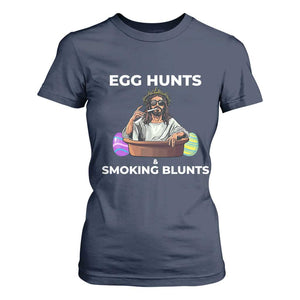 Happy 420 Easter T Shirt For Women Blunt Stoner TS02 Navy Print Your Wear