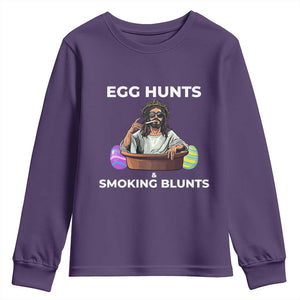 Happy 420 Easter Youth Sweatshirt Blunt Stoner TS02 Purple Print Your Wear