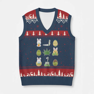 Happy 420 Easter V-Neck Knit Sweater Vest TS02 Navy Red Print Your Wear