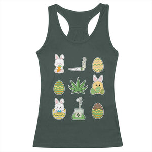 Happy 420 Easter Racerback Tank Top TS02 Dark Forest Green Print Your Wear