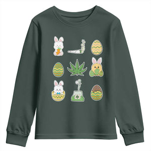Happy 420 Easter Youth Sweatshirt TS02 Dark Forest Green Print Your Wear