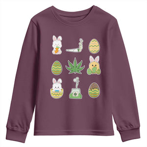 Happy 420 Easter Youth Sweatshirt TS02 Maroon Print Your Wear