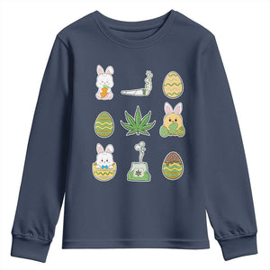 Happy 420 Easter Youth Sweatshirt TS02 Navy Print Your Wear
