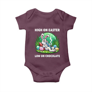 Happy 420 Easter Baby Onesie Funny Bunny Marijuana Cannabis Weed TS02 Maroon Print Your Wear